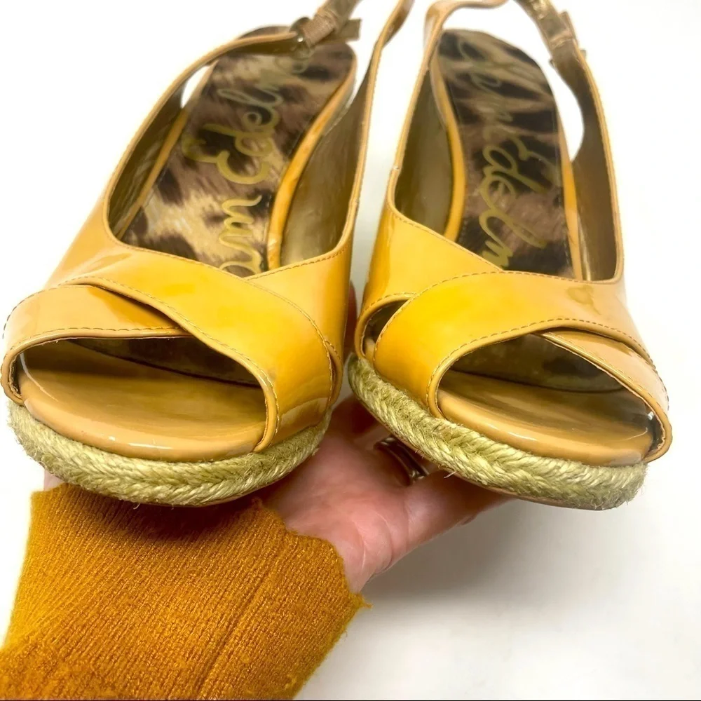 Sam Edelman Women's Leather Espadrille Sandals Sling Back | Wedge Heels